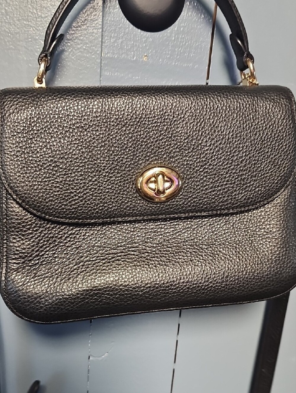 Coach Black Pebbled Leather Crossbody with Gold Hardware - Picture 4 of 5